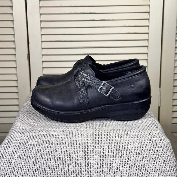 Abeo 24/7 Bella Matte Black Nubuck Cross Strap Clog Slip Resistant Size 7.5 - Picture 5 of 8